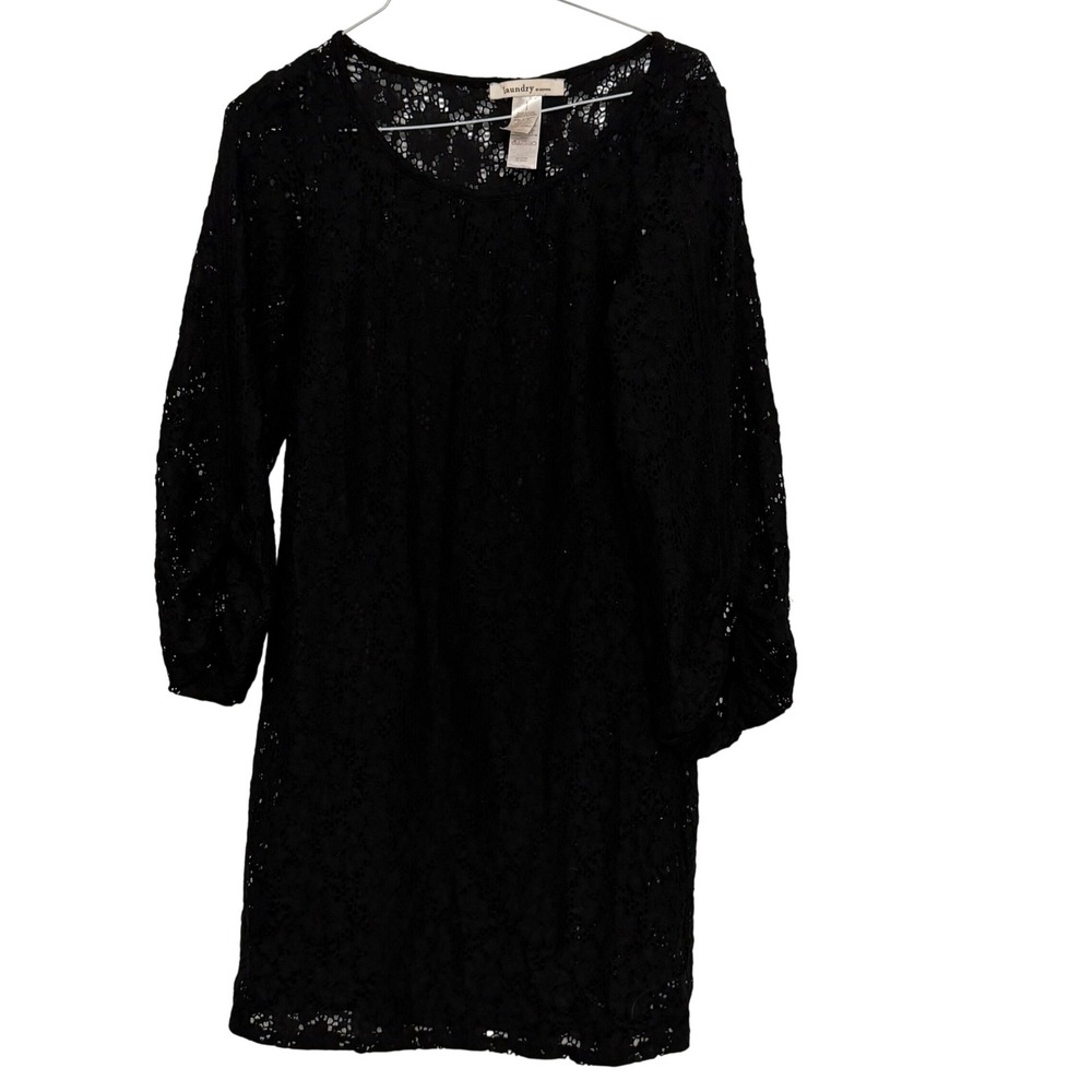 Witchy Dark Academia Black Lace Whimsygoth Fairy Grunge Balloon Sleeve Dress Sz2